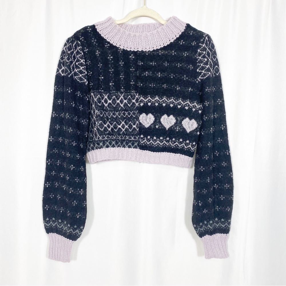 Free People Snow Globe Wool Alpaca Mock Neck Cropped Pullover Sweater: Onyx - Picture 2 of 16